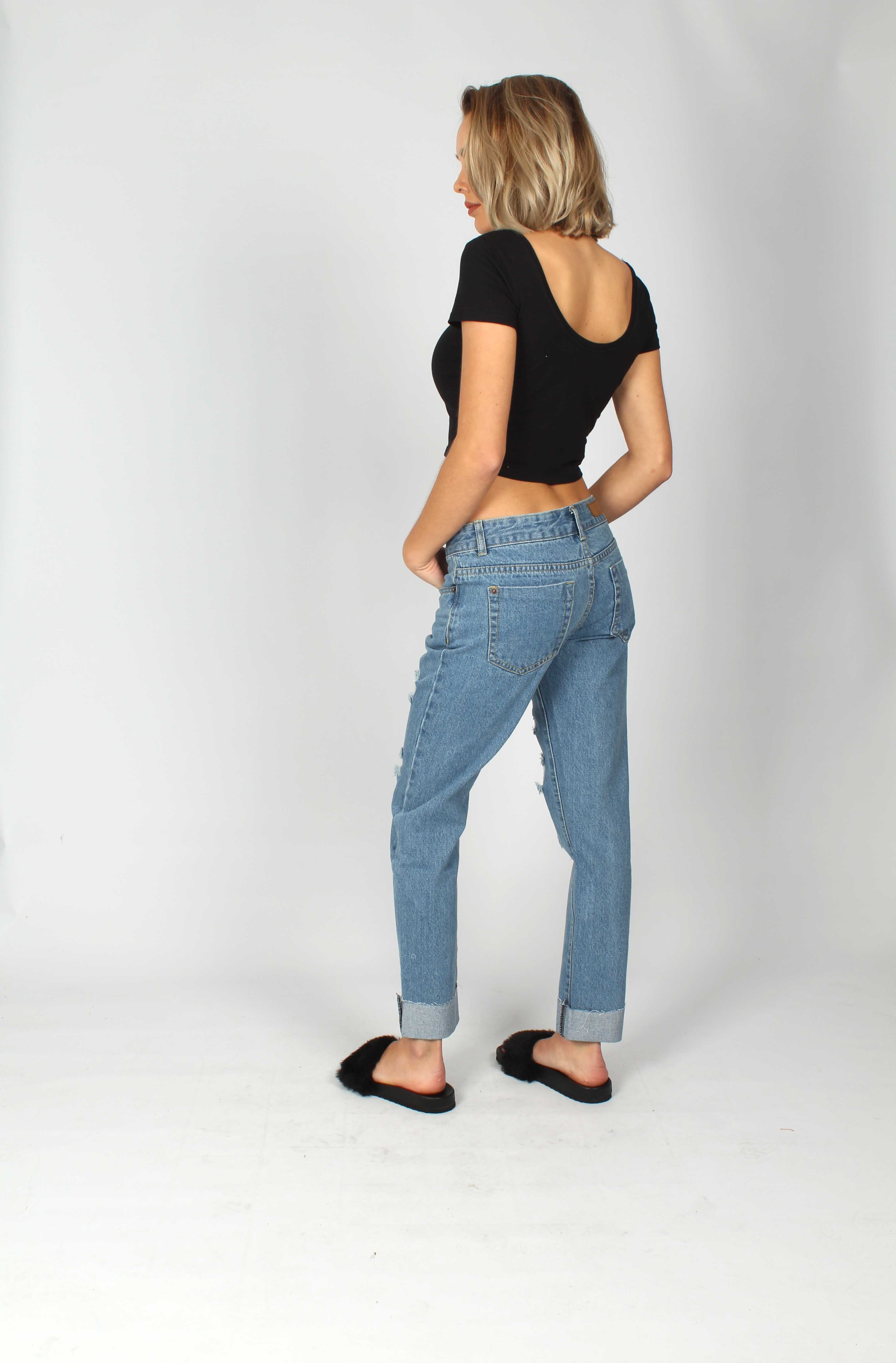 New Chaska Indigo Ripped Boyfriend Jeans