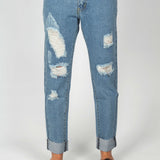 New Chaska Indigo Ripped Boyfriend Jeans