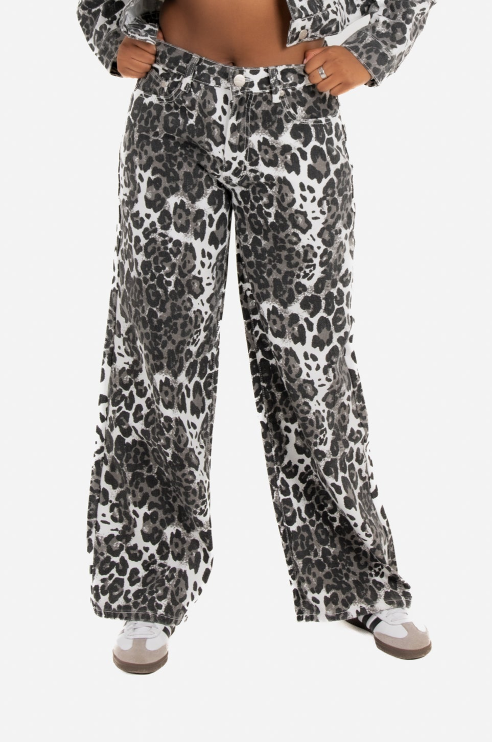 Leopard Print Wide Leg Jeans